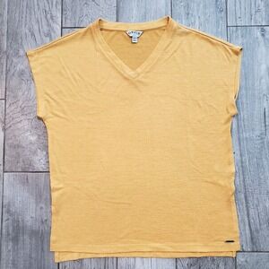 ORVIS Shirt Womens XS Extra Small Mustard Yellow Gold Cap Short Sleeve Shirt Top